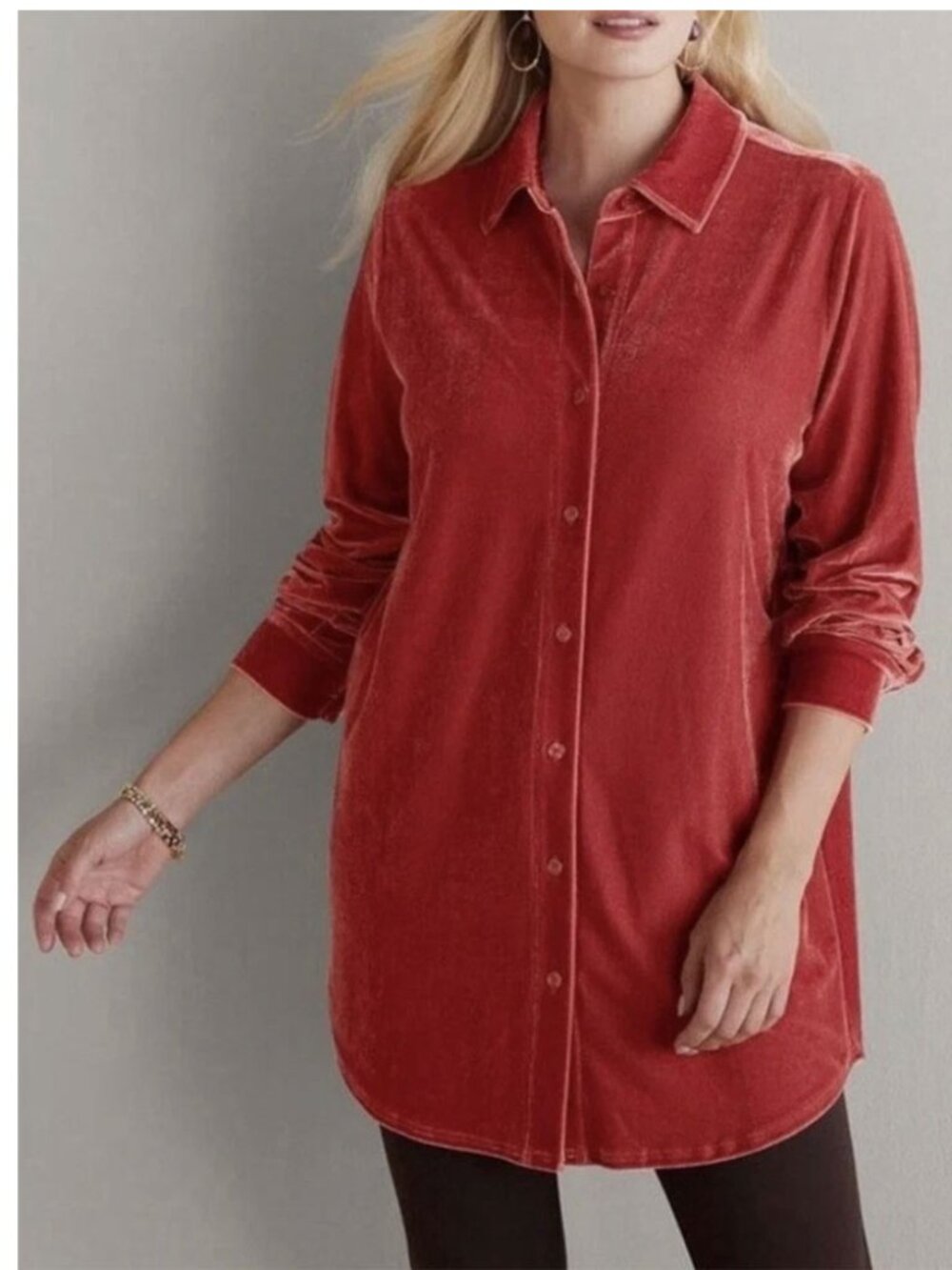 Soft Surroundings Velvet Boyfriend Tunic Shirt
